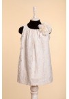 Платье кремовое из фактурной хлопковой ткани с брошью "роза"